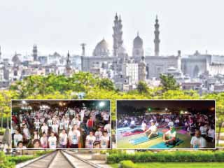 حديقة الأزهر تحتضن احتفالية اليوم العالمى لليوجا