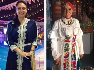 «سالى عبدالسلام» و«دعاء فاروق» بالعباءة.. و«منى العراقى» بـ«القفطان المغربى»