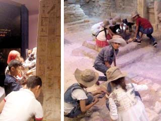 أطفال حى الأسمرات ينقبون عن الآثار ويزخرفون جدران المعابد فى متحف الطفل