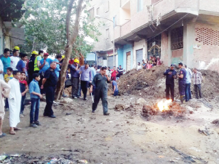 سارقو «المرافق» يشعلون النار بـ«ماسورة «غاز» بالهرم