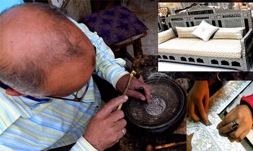 «التطعيم بالصدف» و«تكفيت النحاس».. فنون تراثية فى شارع المعز