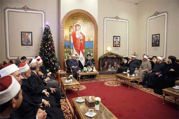 شيخ الأزهر ووزير الأوقاف والمفتى بـ «الكاتدرائية» للتهنئة بعيد الميلاد
