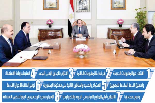 8 تكليفات رئاسية لرئيس الوزراء ووزير الكهرباء
