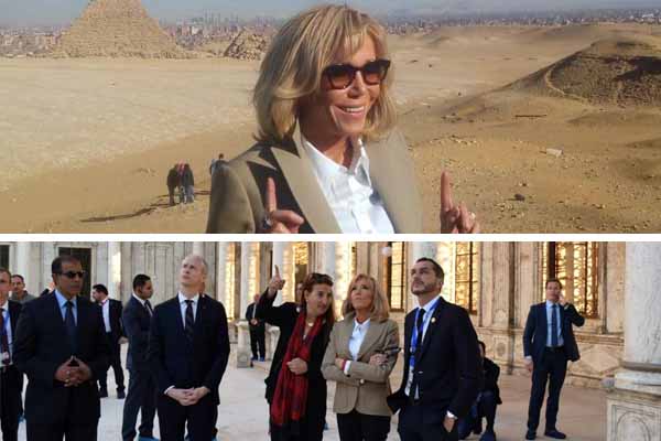 3 ساعات انبهار لسيدة فرنسا الأولى.. التقطت الصور مع أبوالهول.. واستمعت لمداح الرسول فى القلعة