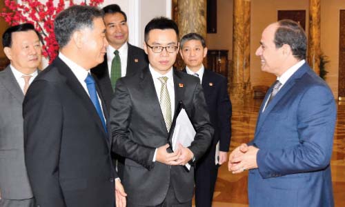 صداقة تاريخية ممتدة الرئيس يستقبل رئيس المجلس الاستشارى وعضو اللجنة المركزية للحزب الشيوعى.. ويدعو الرئيس الصينى لزيارة القاهرة