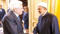شيخ الأزهر والرئيس الإيطالى يؤكدان ضرورة الالتزام بخطة السلام ودخول المساعدات إلى غزة