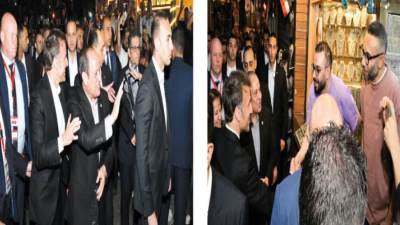 الرئيس السيسى يصطحب نظيره الفرنسى فى جولة بـ«خان الخليلى»